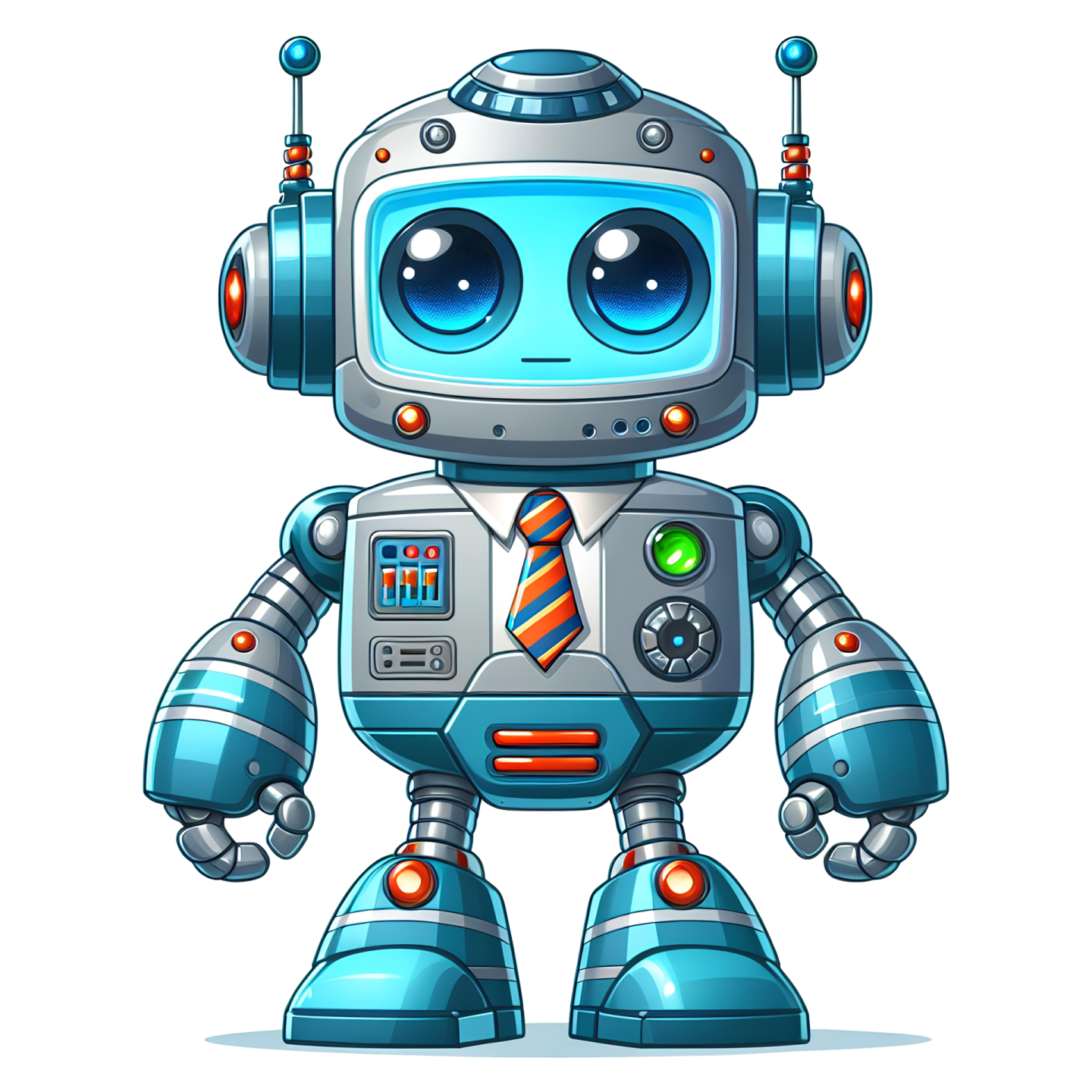 a cute robot with a tie on his neck