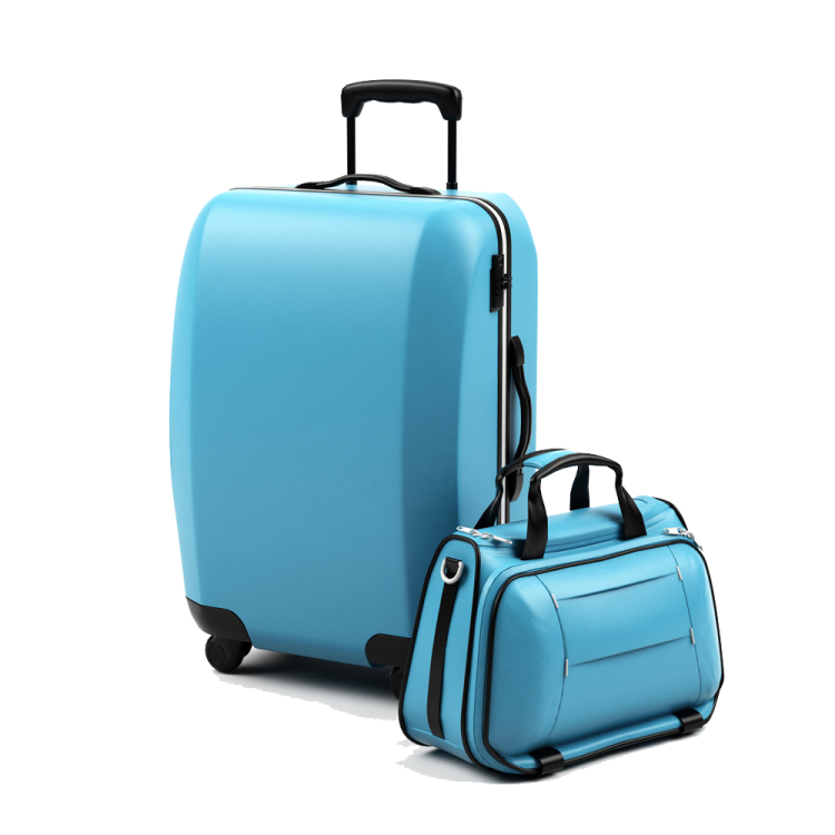 two pieces of luggage on a white background