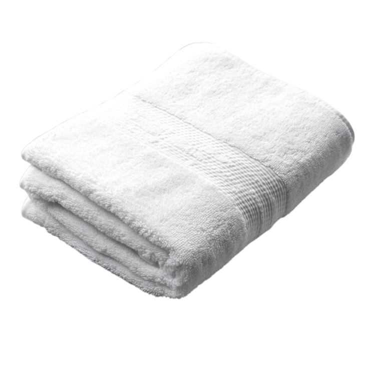 a white towel folded on top of a pile of towels