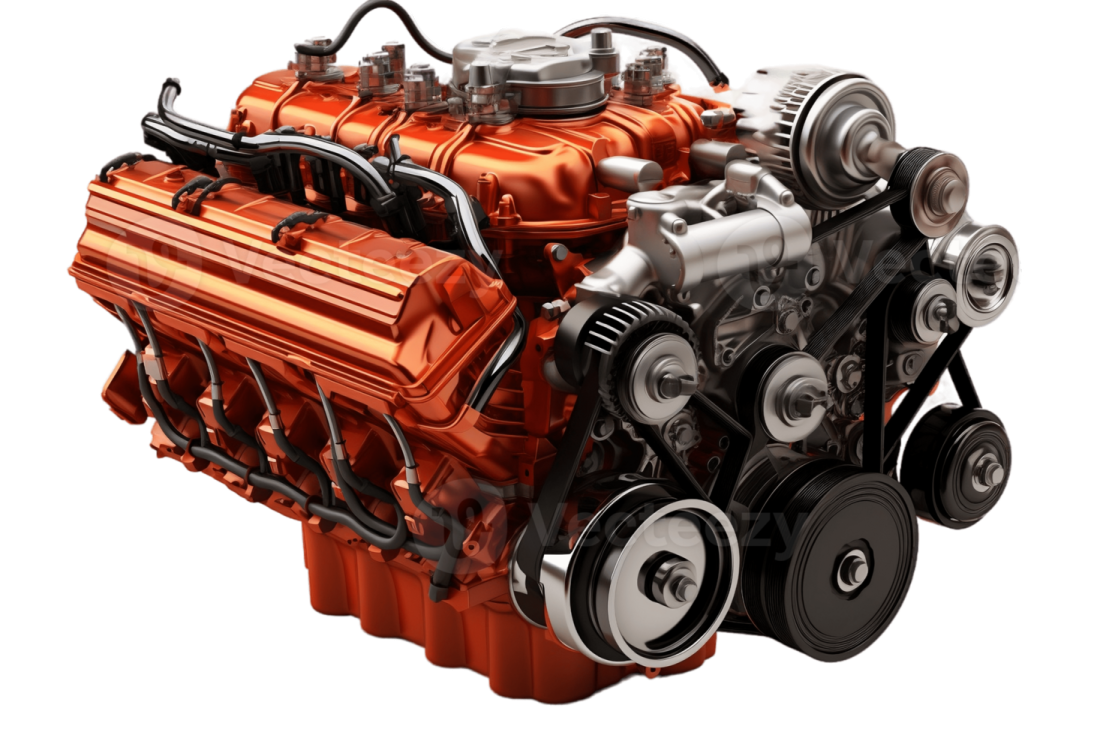 a car engine on a white background