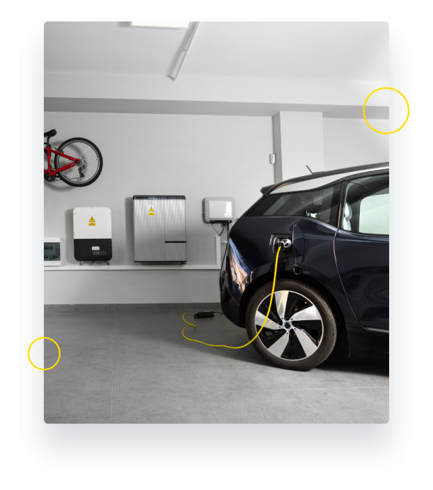 an electric car being charged in a charging station