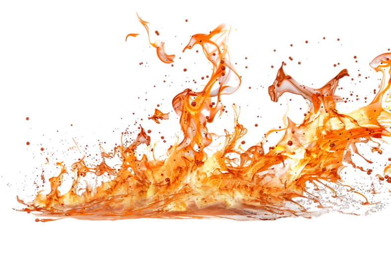 an orange fire on a white background