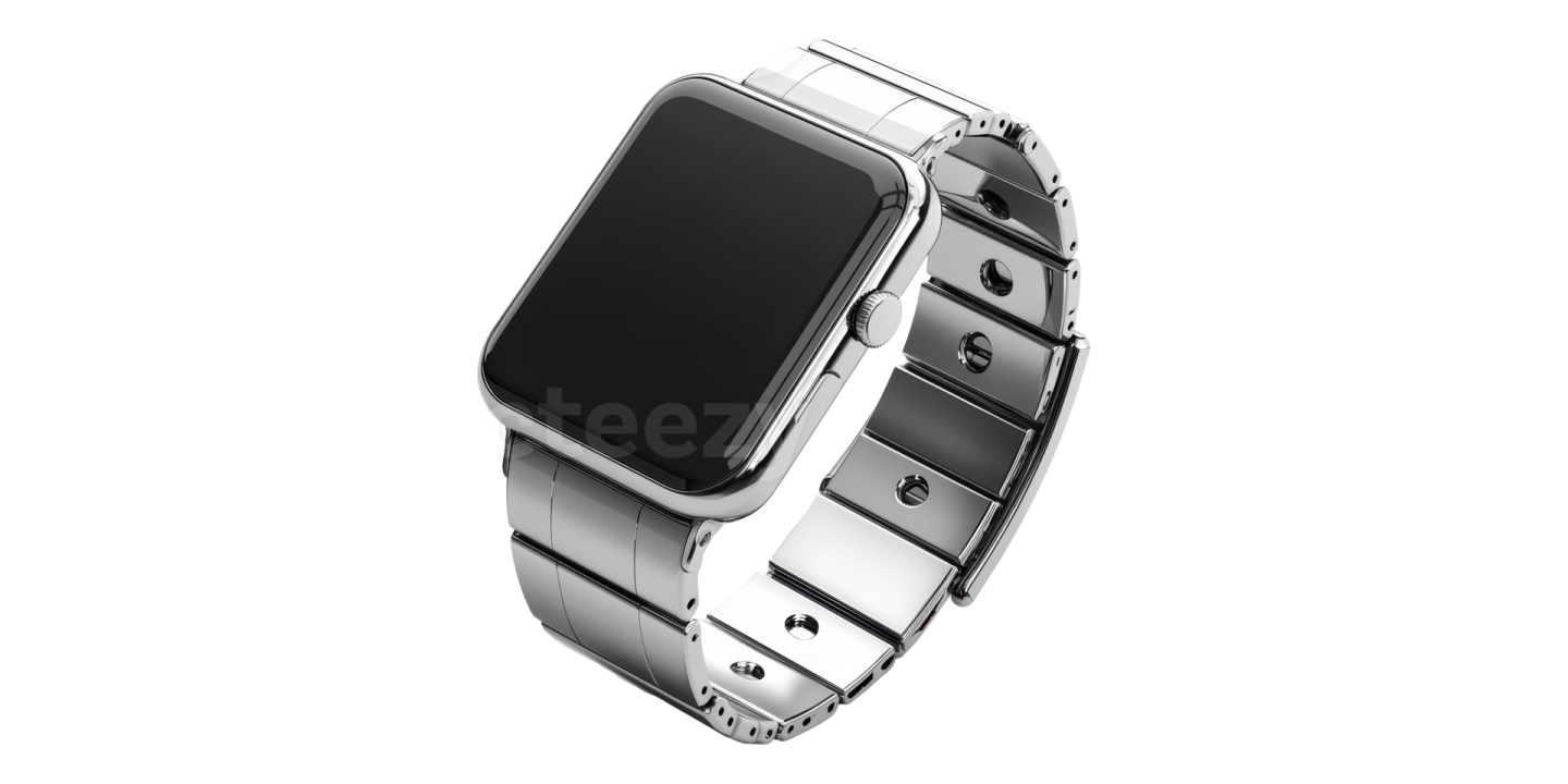 an apple watch with a metal band