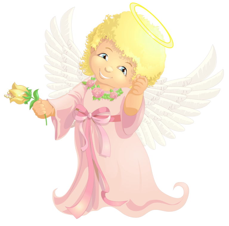 an angel with a rose in her hand