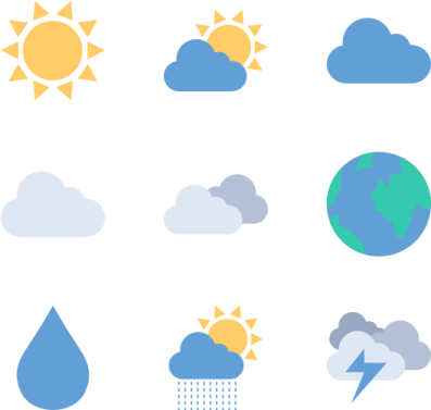 a set of different weather icons