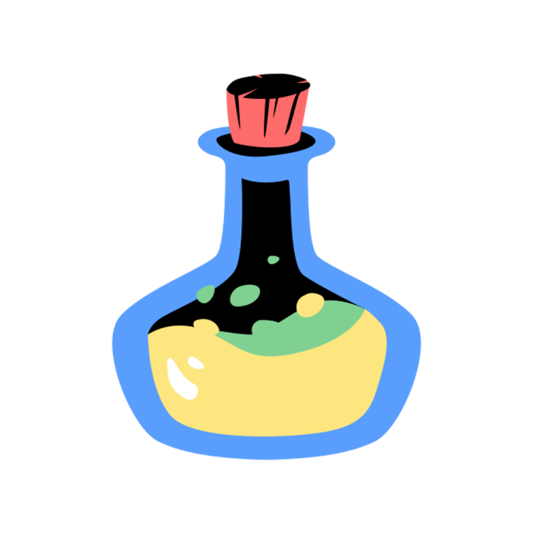 a blue bottle with a red cap on it