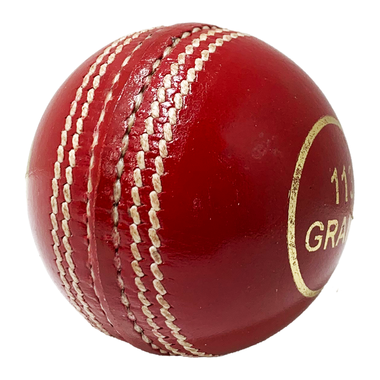 a red leather cricket ball on a white background