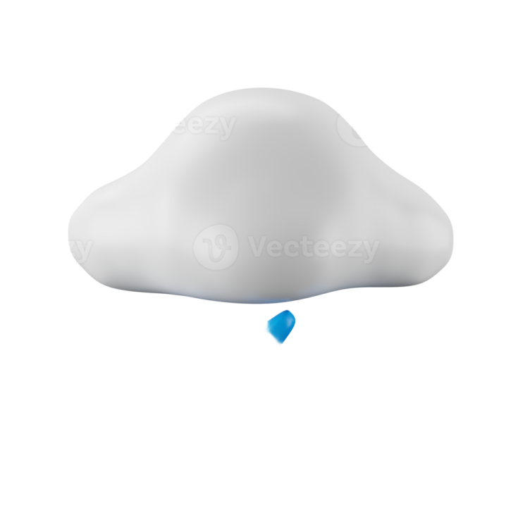a white cloud with blue rain drops