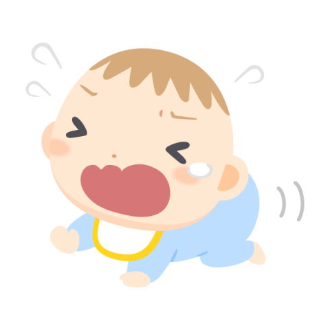 a baby crying with his mouth open