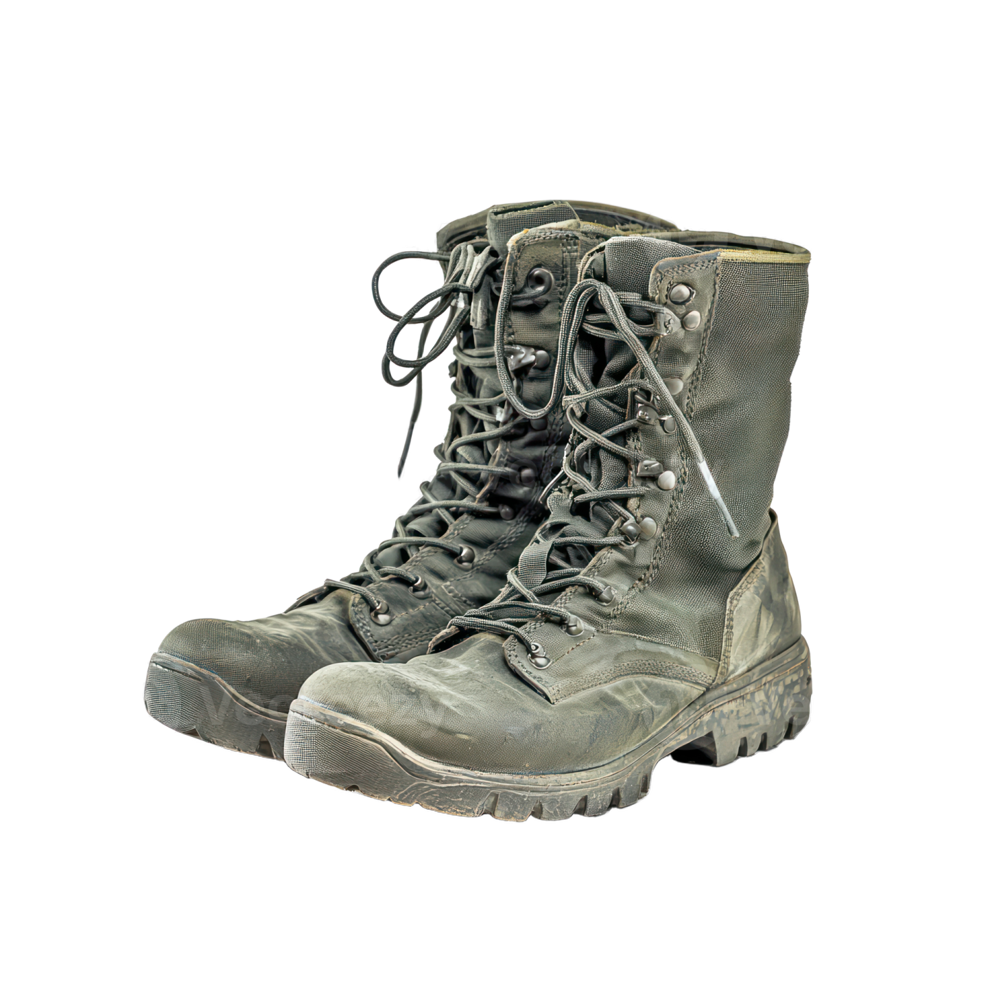 a pair of military boots on a white background