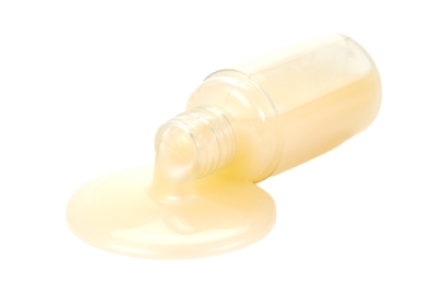 a bottle of liquid on a white background