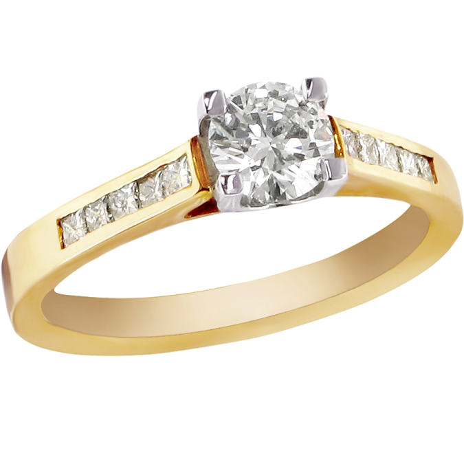 a yellow gold and diamond engagement ring