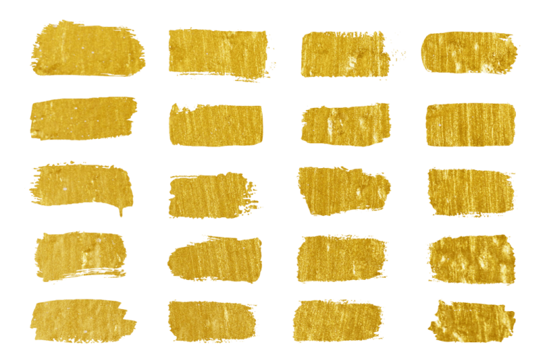a set of gold paint strokes