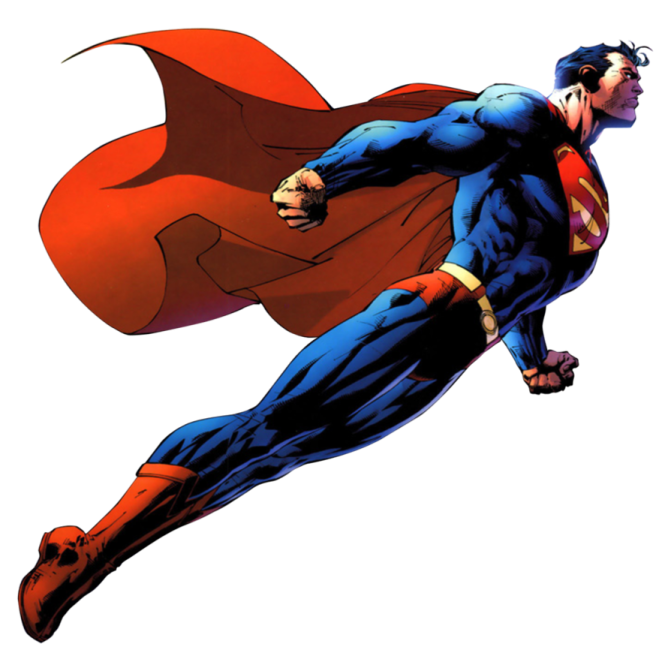 a superman flying through the air