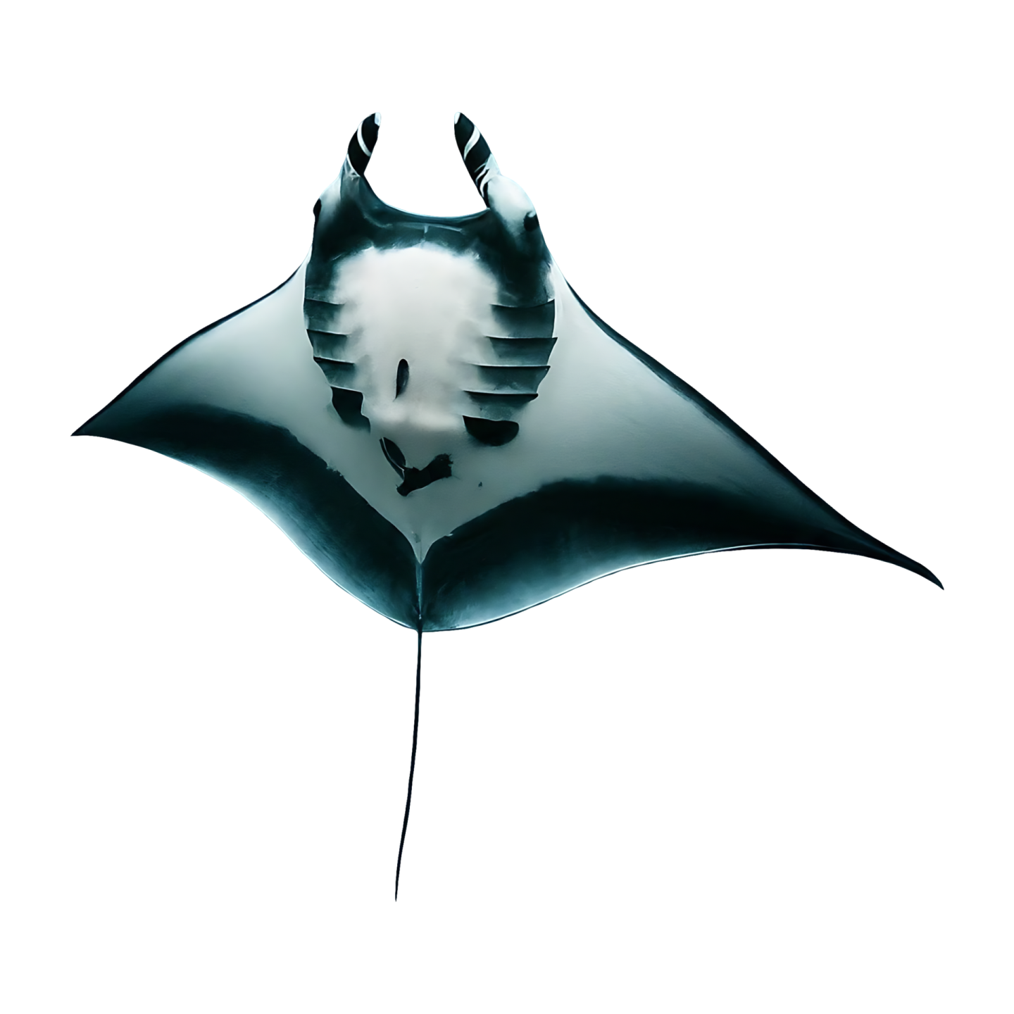 a black and white manta on a white background