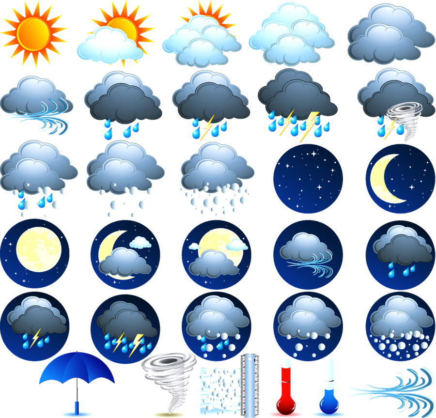 a set of weather icons