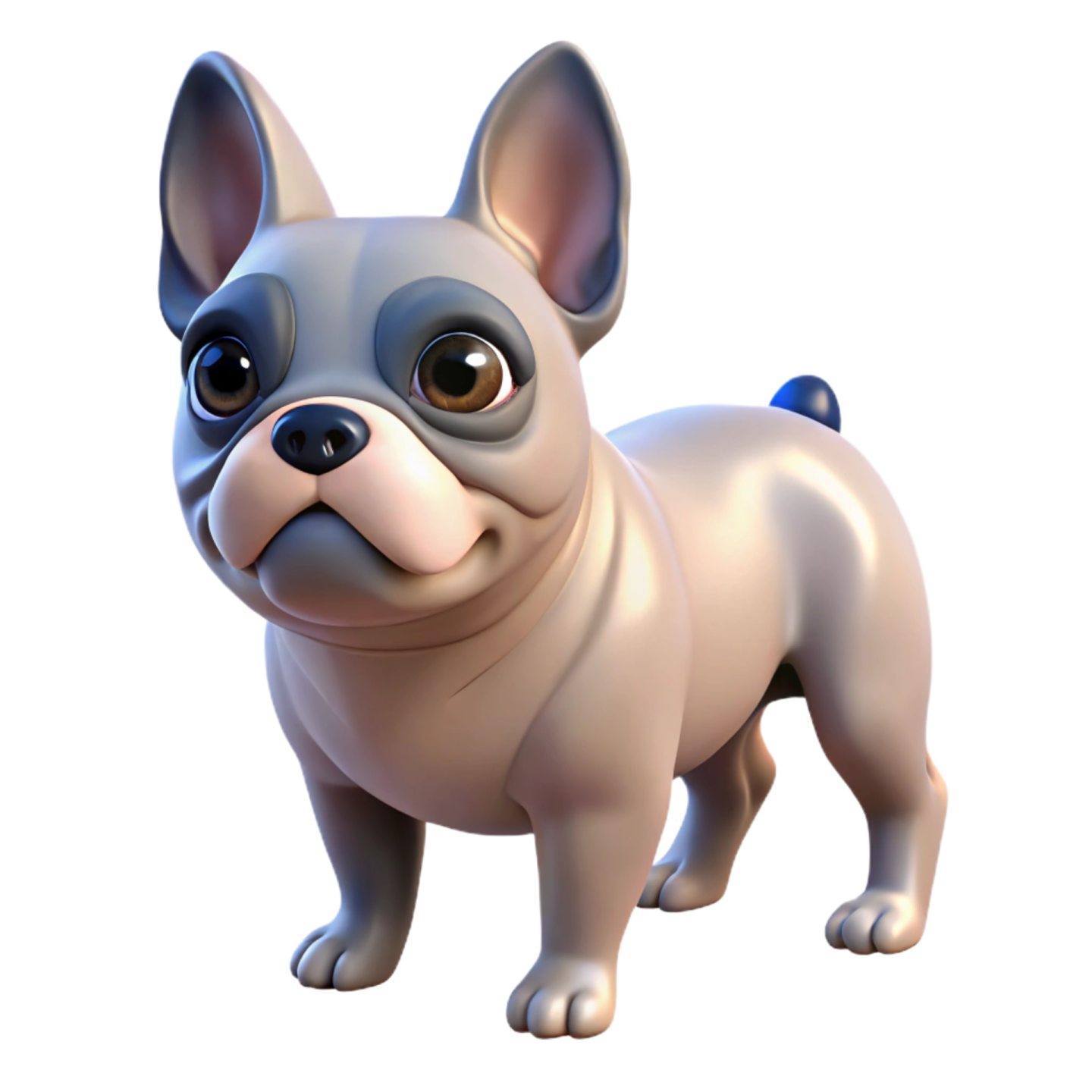 a small dog standing on a white surface