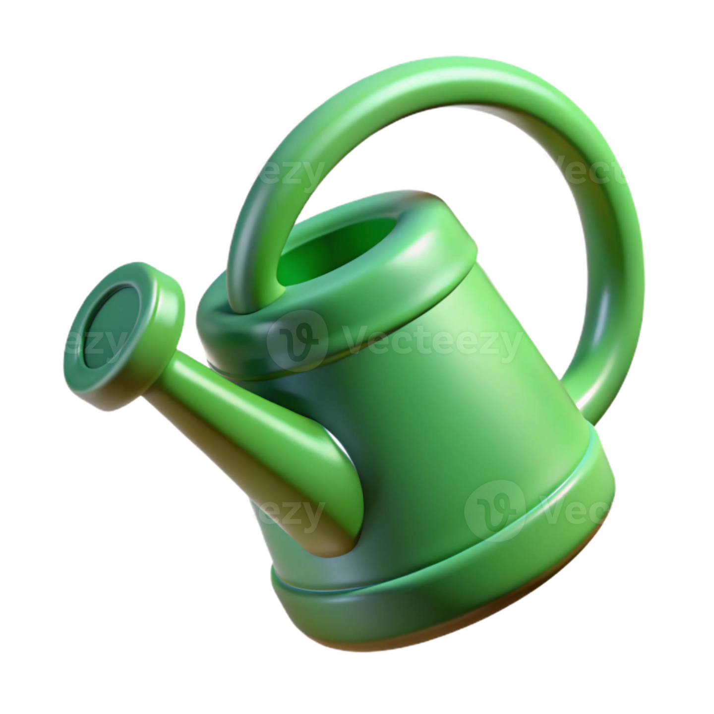 a green watering hose on white background