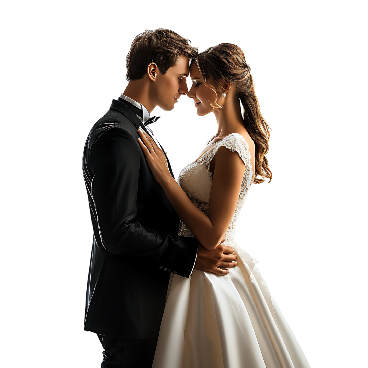 silhouette of a bride and groom