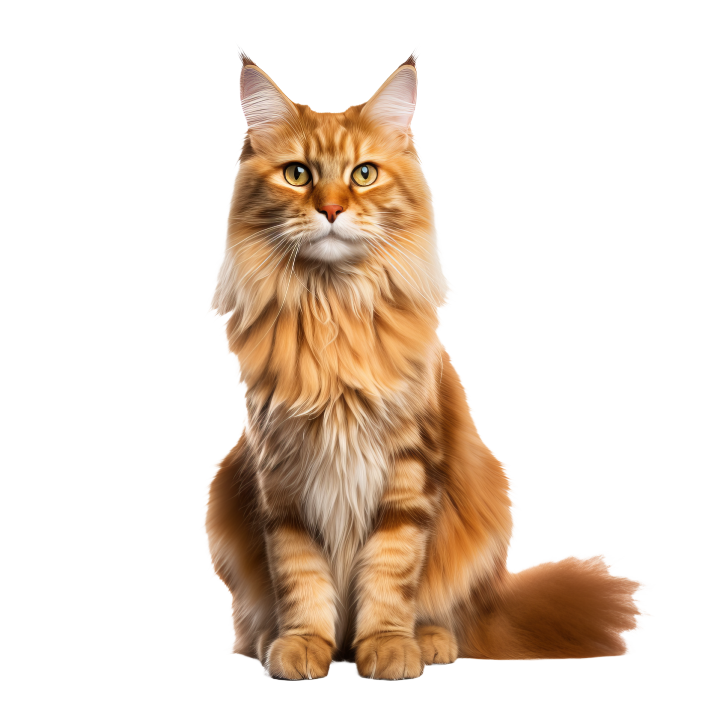 an orange cat sitting on a white background