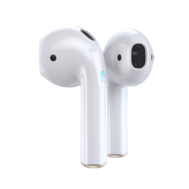 a pair of airpods in white