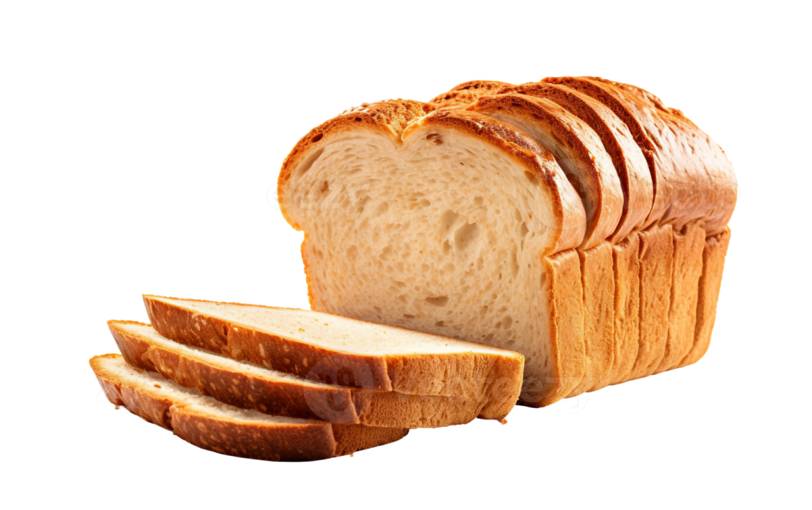 sliced bread on a white background