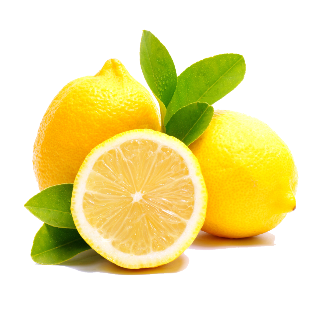 two lemons with leaves on a white background