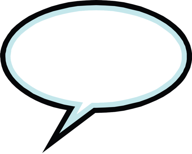 a black and white speech bubble