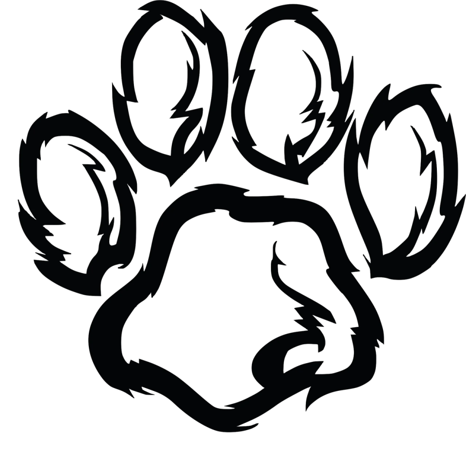 a black and white paw print of a dog's paw