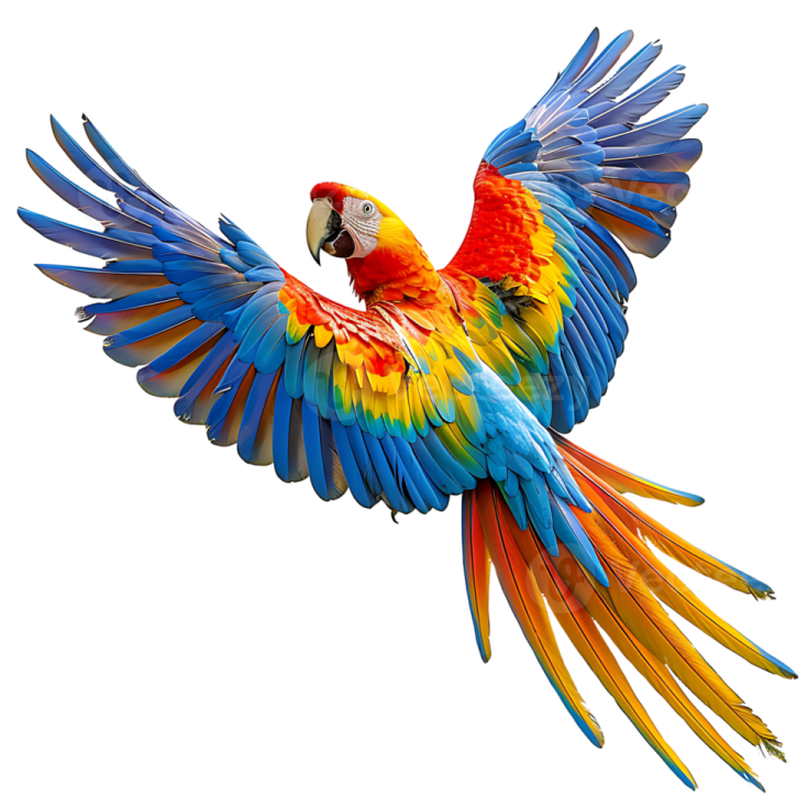 a colorful parrot flying in the air