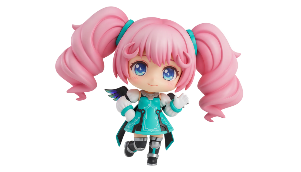 a figure of a girl with pink hair and blue eyes