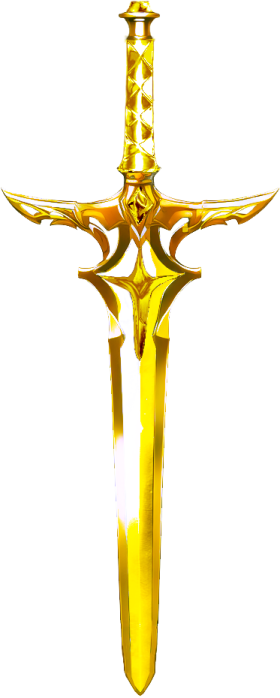 a gold sword on a white background