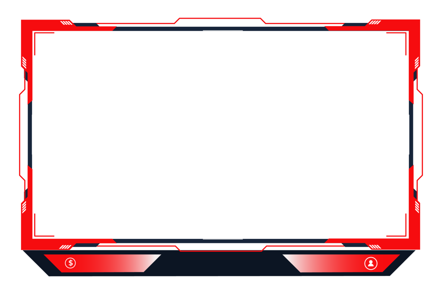 a red and black frame with a white background