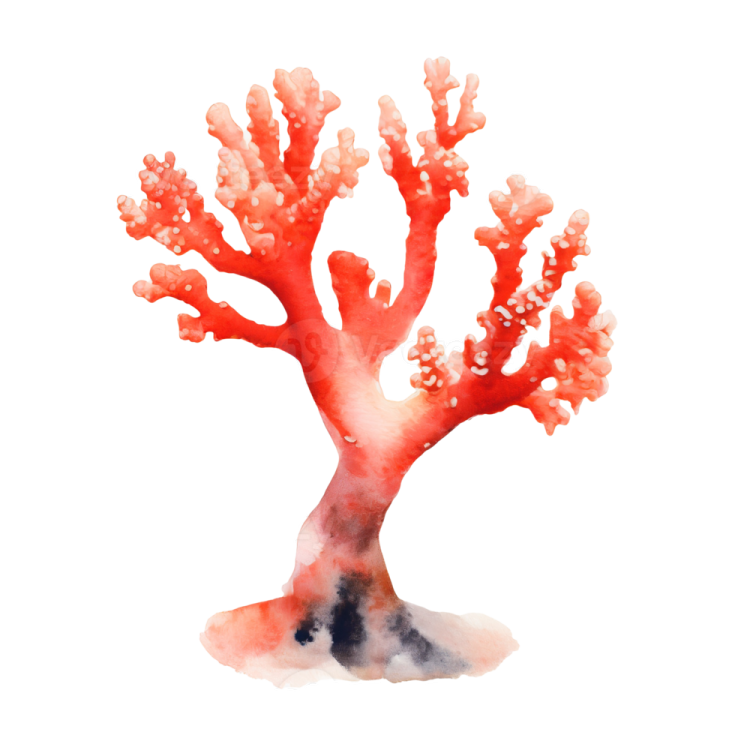 a watercolor painting of a coral tree