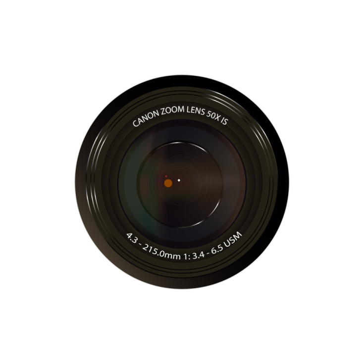 a camera lens on a white background