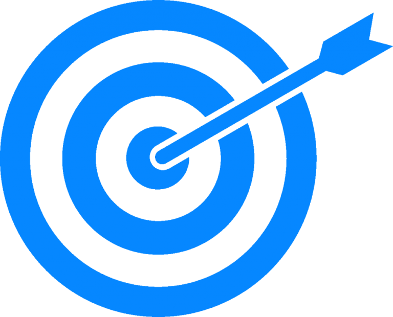 a blue target with an arrow in the center