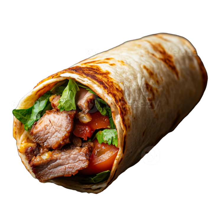 a burritoa filled with meat and vegetables