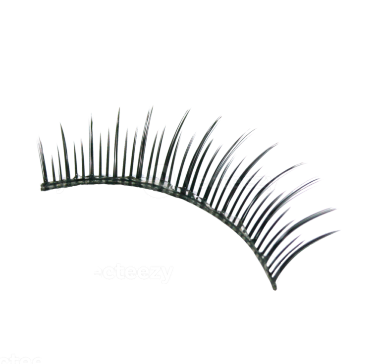 A close up view of a black false eyelashes