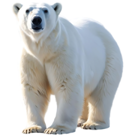 a polar bear standing in front of a white background
