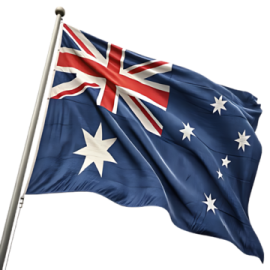 an australian flag flying in the wind
