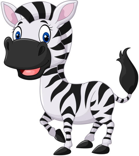 a cartoon zebra with blue eyes