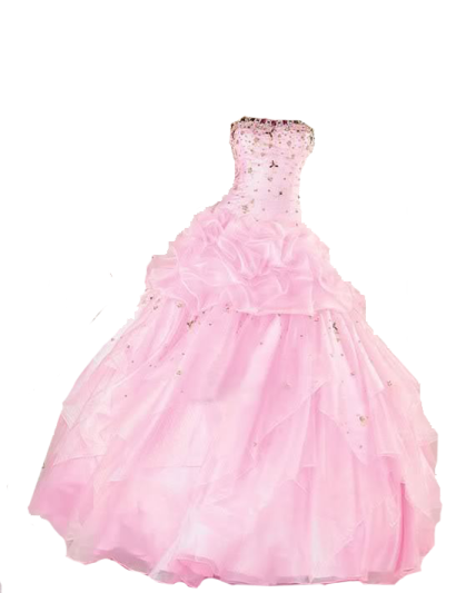 a pink ball gown on a white background