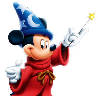 a cartoon character in a red robe holding a wand