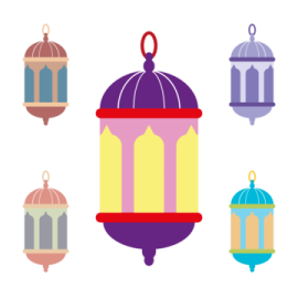 a set of lanterns with different colors