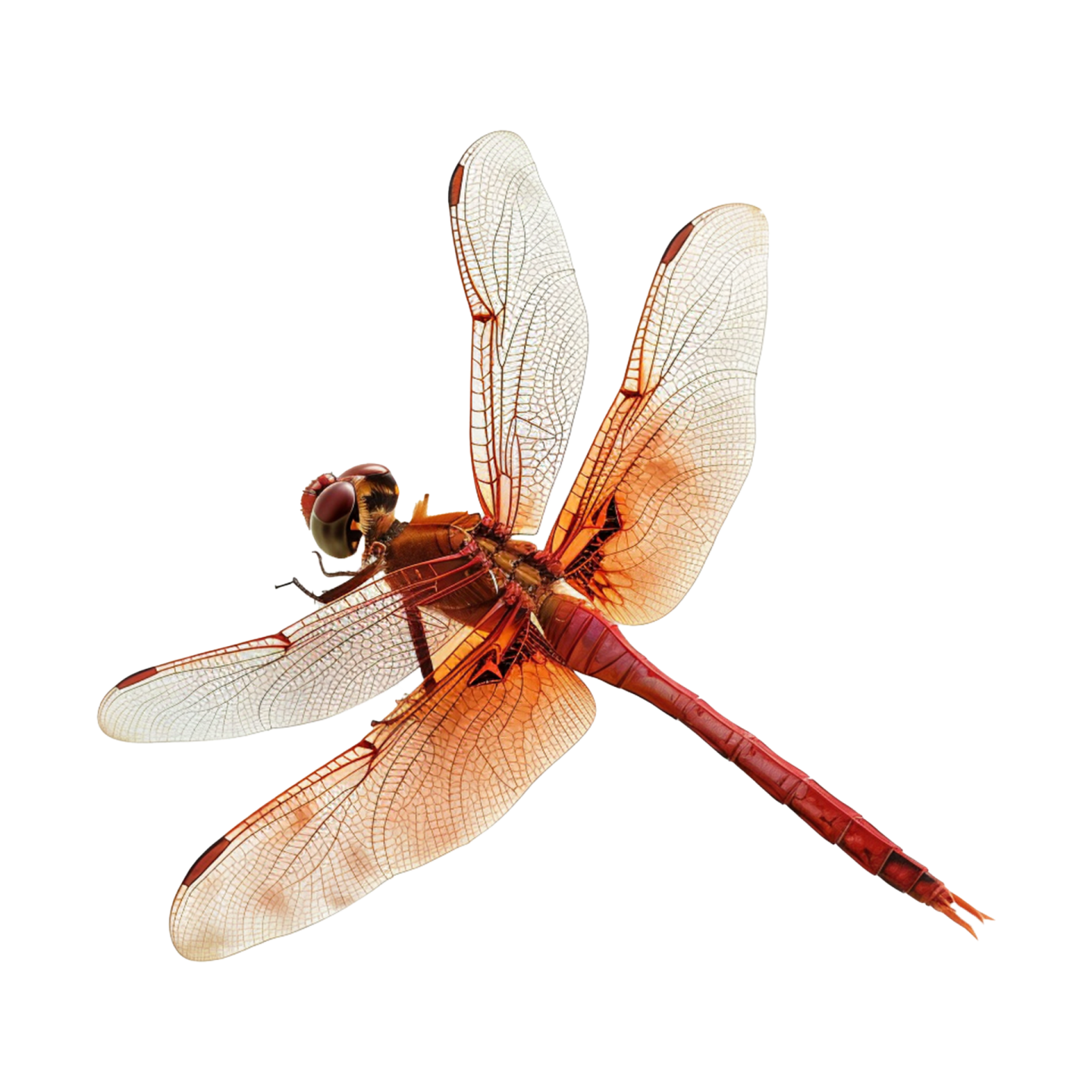 a red dragon is flying in the air