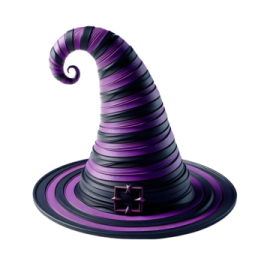 a purple and black witch hat on a white background