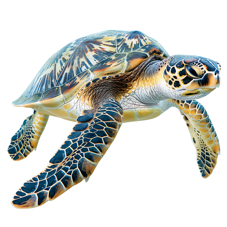 a green sea turtle swimming in the ocean
