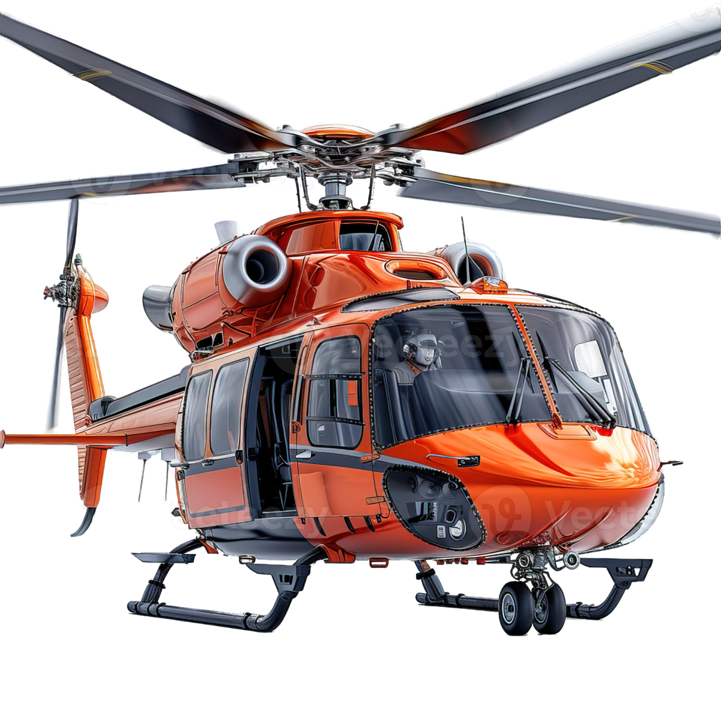 an orange helicopter on a white background