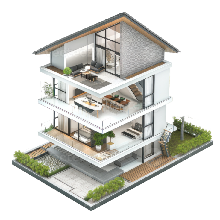 a 3d rendering of a modern house