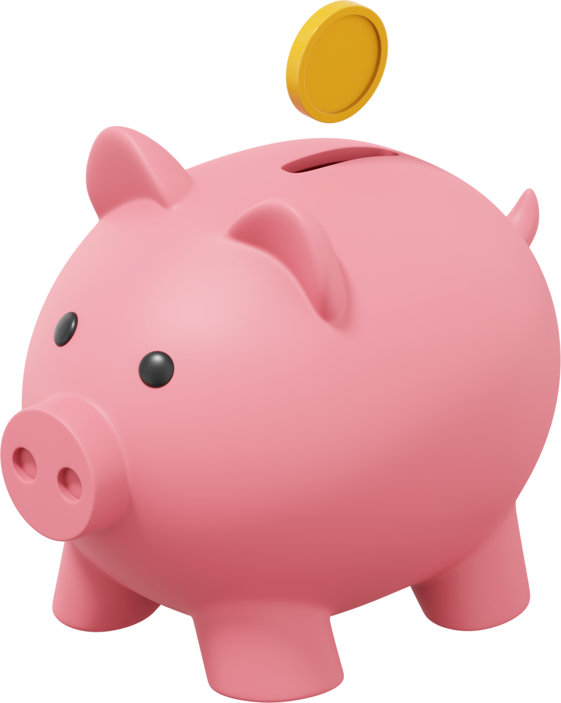 a pink piggy with a coin on top